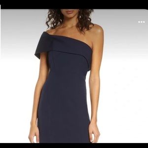 Eliza J (Nordstrom) navy 1shoulder dress sz 16 NWT